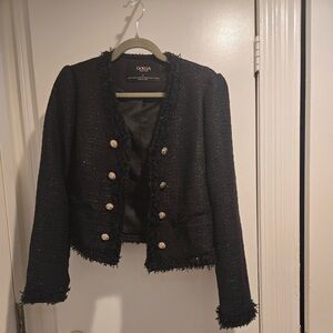 Elegant Black Tweed Women's Blazer